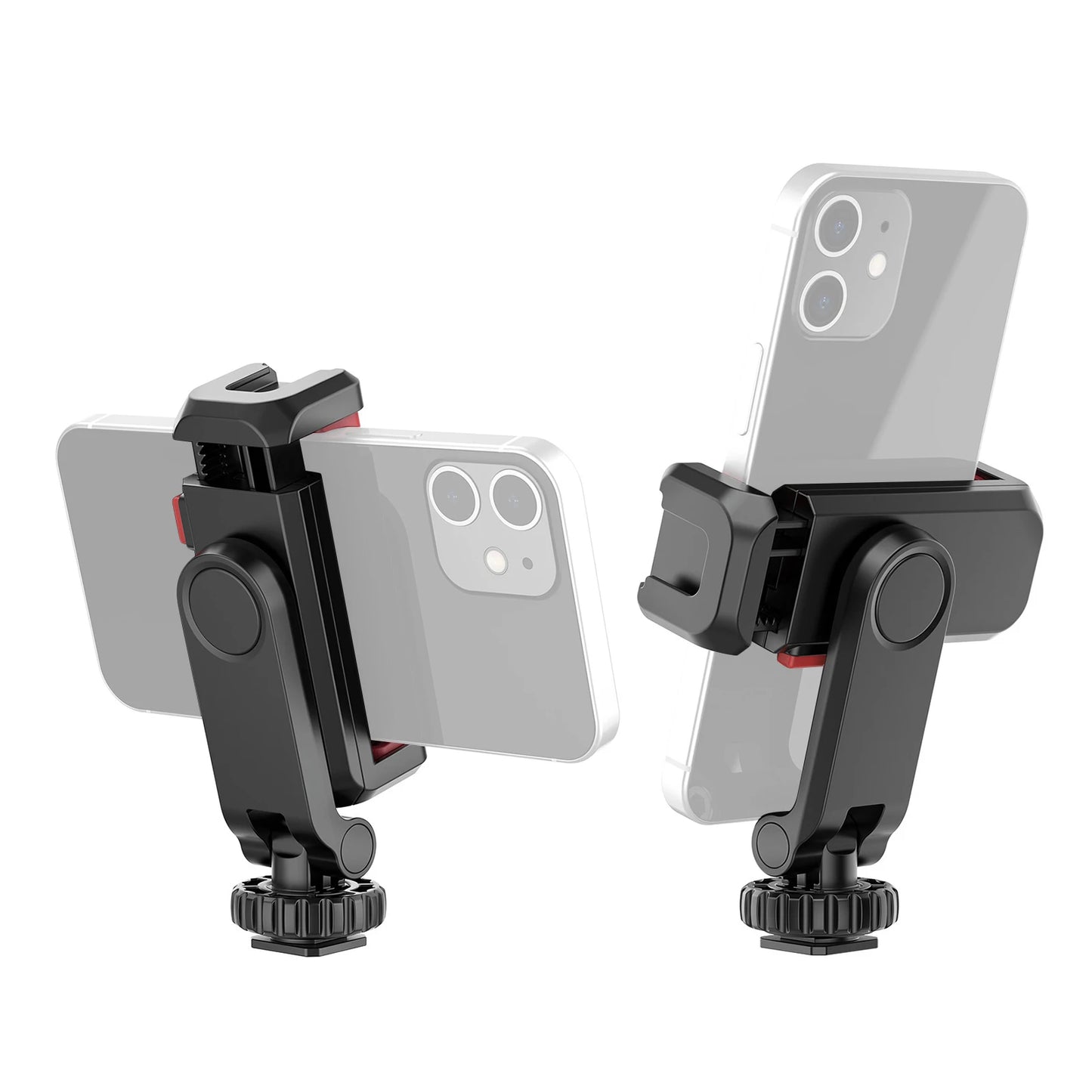 Multi-functional Phone Holder Clamp Phone Tripod Mount Rotatable with Dual Cold Shoe Mounts for Smartphone Vlog