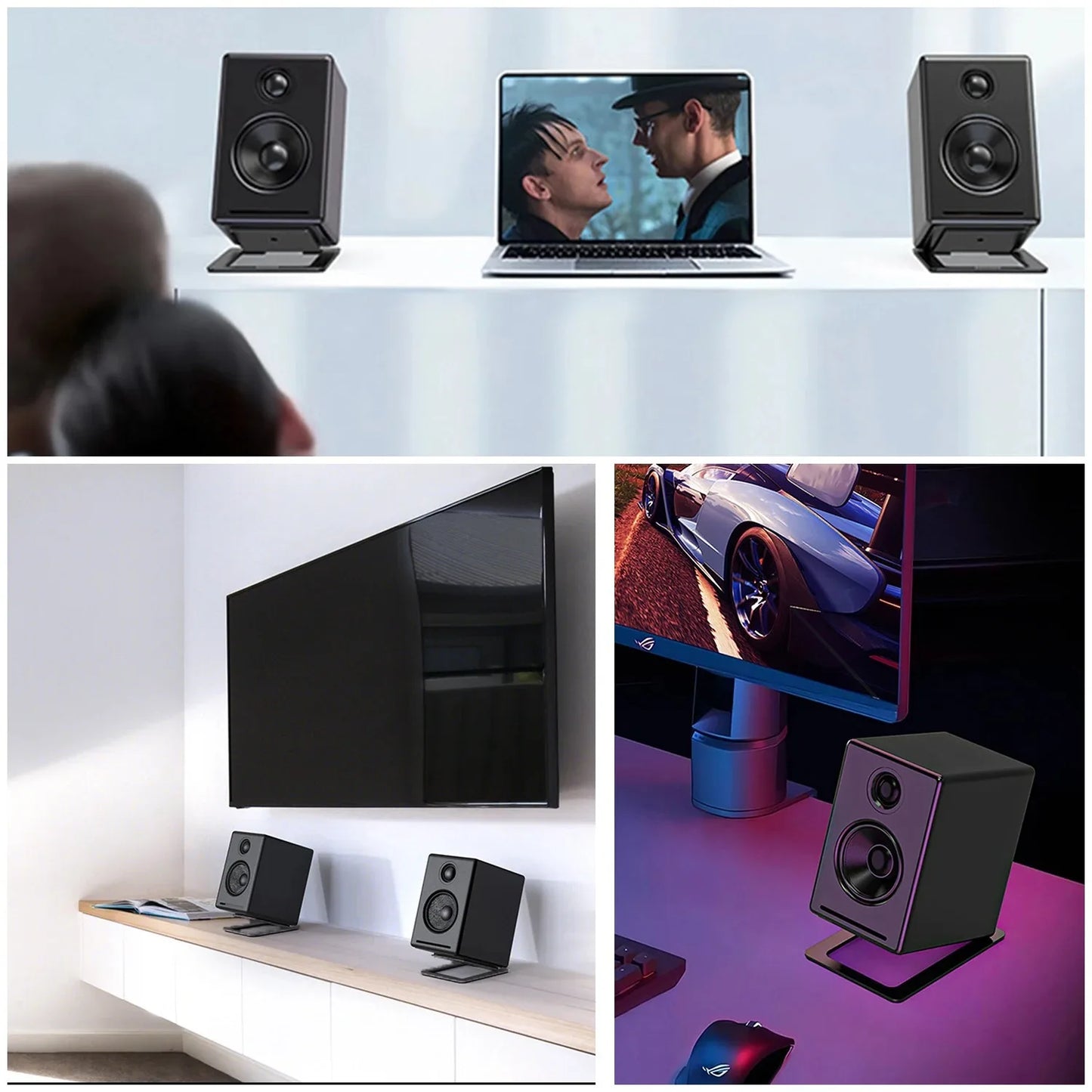 Speaker Support Base Carbon Steel For Tabletop Speaker Bottom Stand with Shock Absorption Enhanced Sound Quality Soundbox Rack