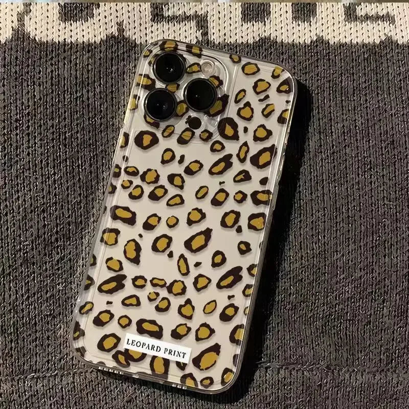 INS Hot Leopard print Phone Cases For iPhone 16 15 14 13 12 11 Pro Max XR 8 7 Plus 13 12 Mini Soft Transparent Cover
