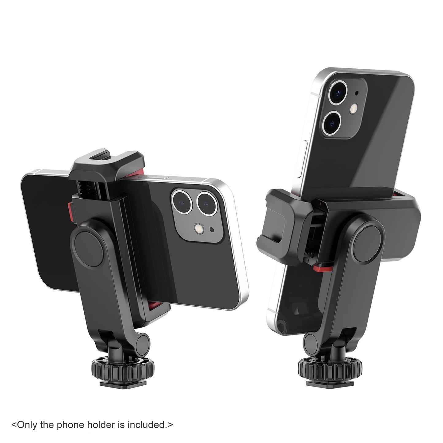 Multi-functional Phone Holder Clamp Phone Tripod Mount Rotatable with Dual Cold Shoe Mounts for Smartphone Vlog