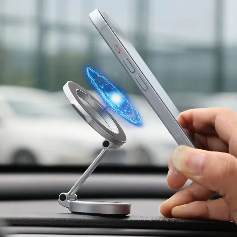 Foldable Magnetic Car Phone Holder Metal Phone Holder for Magsafe 360° Adjustable Magnetic Car Bracket for Iphone 14 13 12 Pro