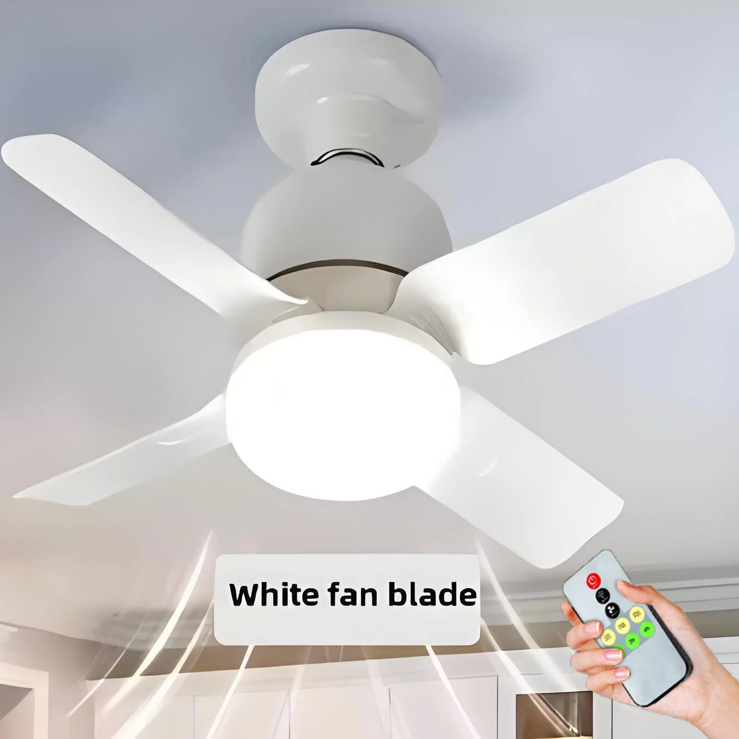 Household detachable fan blades, small fan, restaurant bedroom, intelligent remote control ceiling fan, wind and light adjustmen