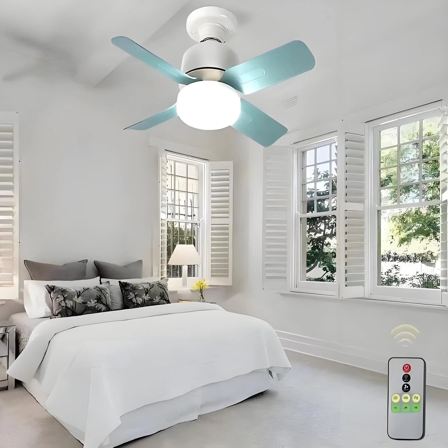 Household detachable fan blades, small fan, restaurant bedroom, intelligent remote control ceiling fan, wind and light adjustmen