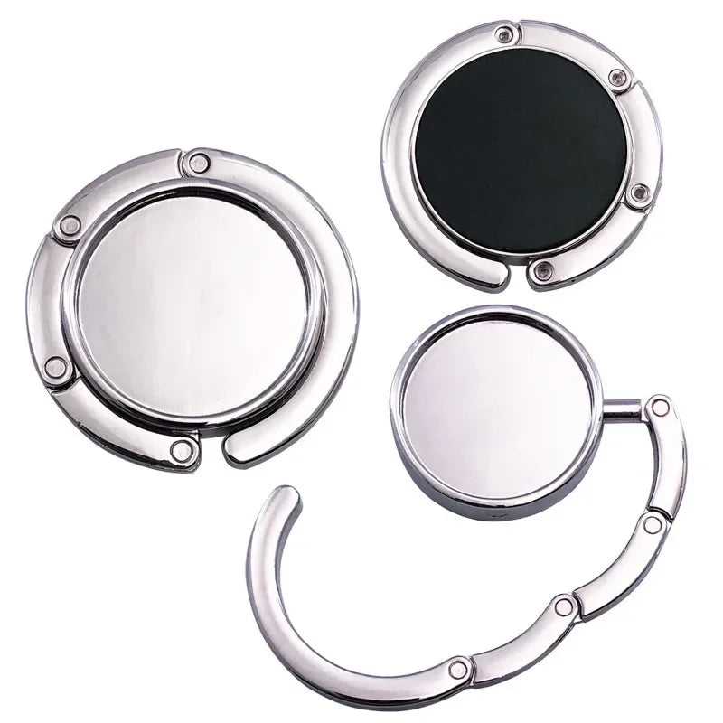Portable Folding Bag Hanger Handbag Hook Holder Table Hook Crystal Alloy Purse Bag Holder Circle Shape Bag Accessories