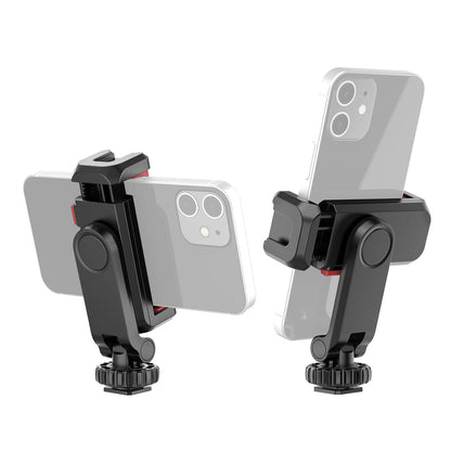Multi-functional Phone Holder Clamp Phone Tripod Mount Rotatable with Dual Cold Shoe Mounts for Smartphone Vlog