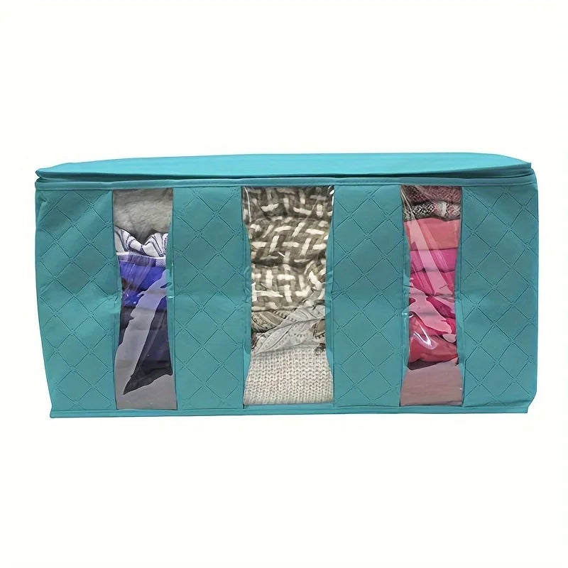 Bags 2 Pack Clothes  Bins Foldable Closet Organizer Bag Containers with Clear Window for Clothing, Blanket, Bedding, B