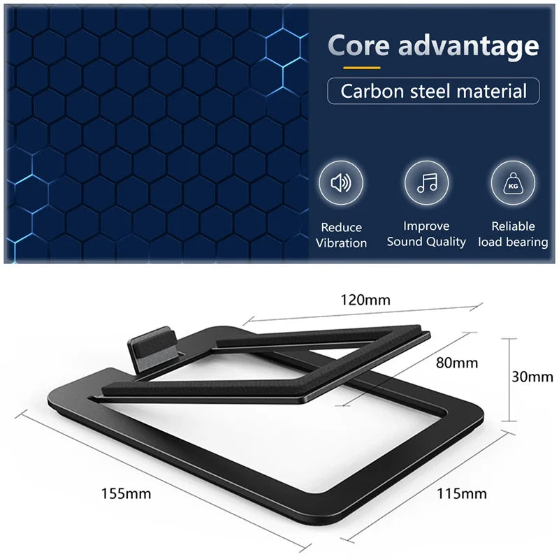 Speaker Support Base Carbon Steel For Tabletop Speaker Bottom Stand with Shock Absorption Enhanced Sound Quality Soundbox Rack