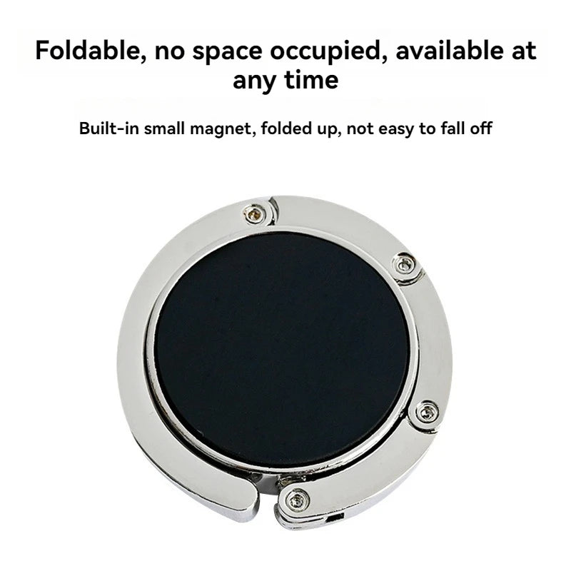 Portable Folding Bag Hanger Handbag Hook Holder Table Hook Crystal Alloy Purse Bag Holder Circle Shape Bag Accessories