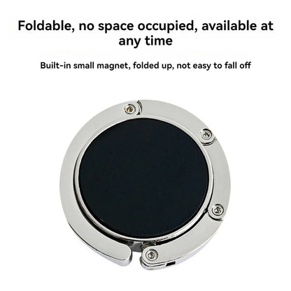 Portable Folding Bag Hanger Handbag Hook Holder Table Hook Crystal Alloy Purse Bag Holder Circle Shape Bag Accessories