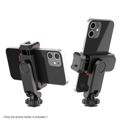 Multi-functional Phone Holder Clamp Phone Tripod Mount Rotatable with Dual Cold Shoe Mounts for Smartphone Vlog