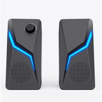 Computer Gaming Speakers PC Sound Box HIFI Stereo Microphone USB Wired With LED RGB Lighting Strong Bass 2.0 Loudspeaker