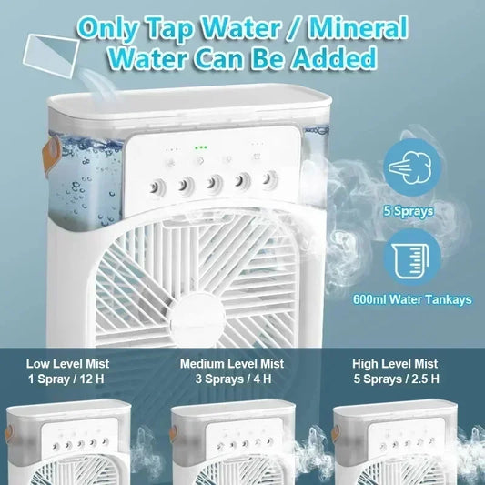 New 3-in-1 fan, air conditioner, mini home air cooler, LED night light, portable humidifier, air conditioning fan, office and ho