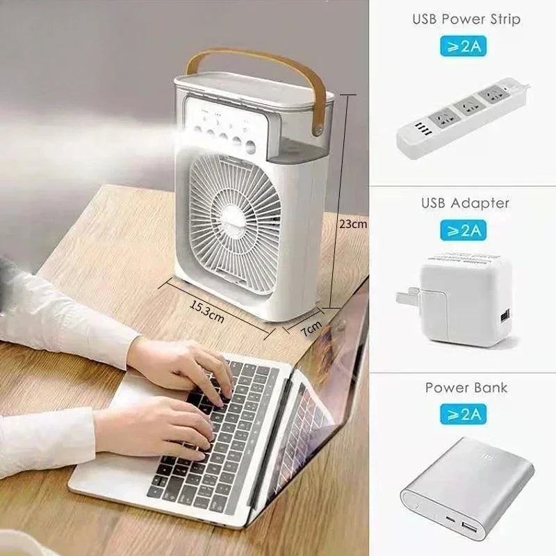 New 3-in-1 fan, air conditioner, mini home air cooler, LED night light, portable humidifier, air conditioning fan, office and ho