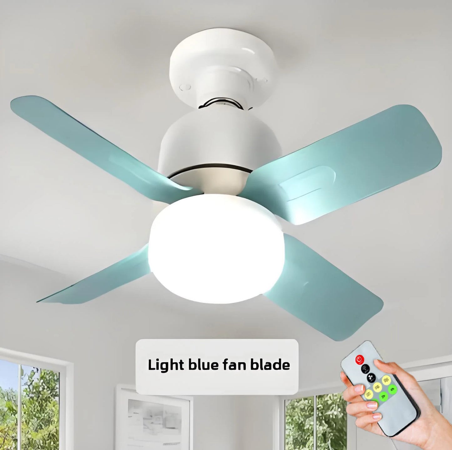 Household detachable fan blades, small fan, restaurant bedroom, intelligent remote control ceiling fan, wind and light adjustmen