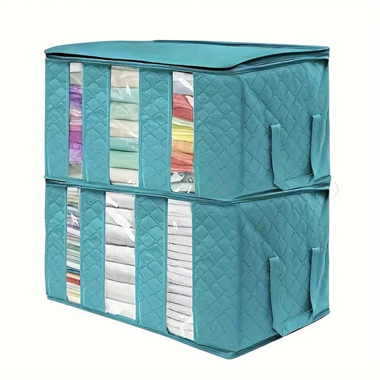 Bags 2 Pack Clothes  Bins Foldable Closet Organizer Bag Containers with Clear Window for Clothing, Blanket, Bedding, B