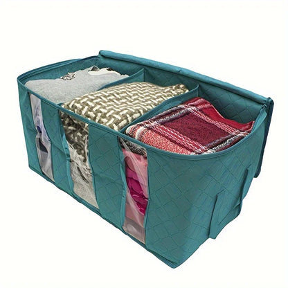 Bags 2 Pack Clothes  Bins Foldable Closet Organizer Bag Containers with Clear Window for Clothing, Blanket, Bedding, B