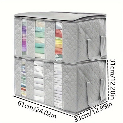 Bags 2 Pack Clothes  Bins Foldable Closet Organizer Bag Containers with Clear Window for Clothing, Blanket, Bedding, B
