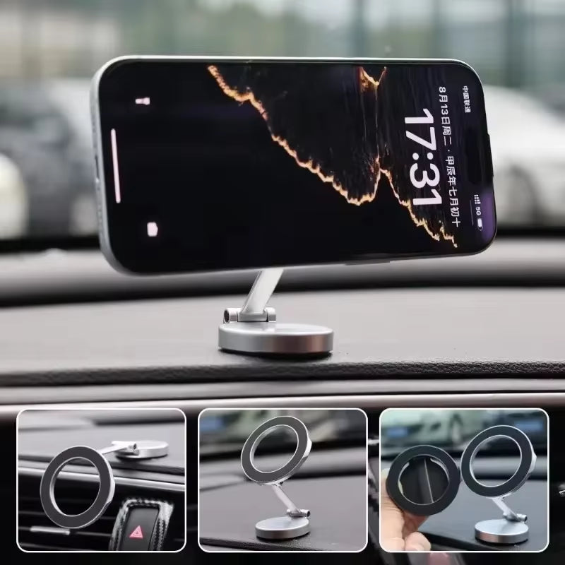 Foldable Magnetic Car Phone Holder Metal Phone Holder for Magsafe 360° Adjustable Magnetic Car Bracket for Iphone 14 13 12 Pro